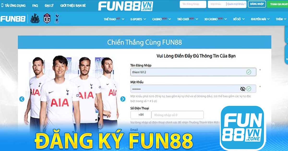 Đăng ký Fun88 - Trải nghiệm cá cược trực tuyến